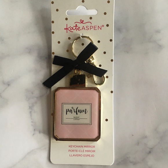 Bag Charm/Keychain Mirrored Parfum Paris Keychain with Black Bow Accent. - Picture 3 of 3